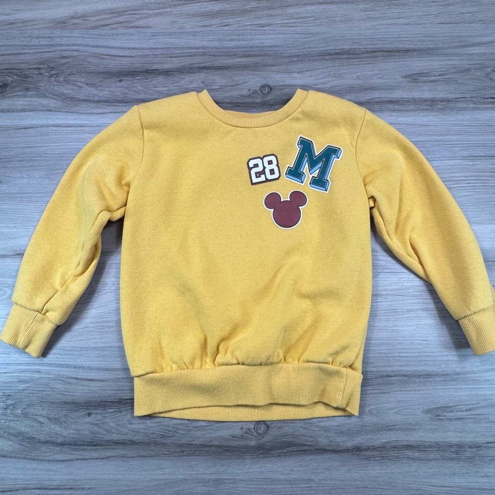 Vintage Style Disney‎ Junior Mickey 5T Yellow Sweatshirt "Dream Achieve Believe